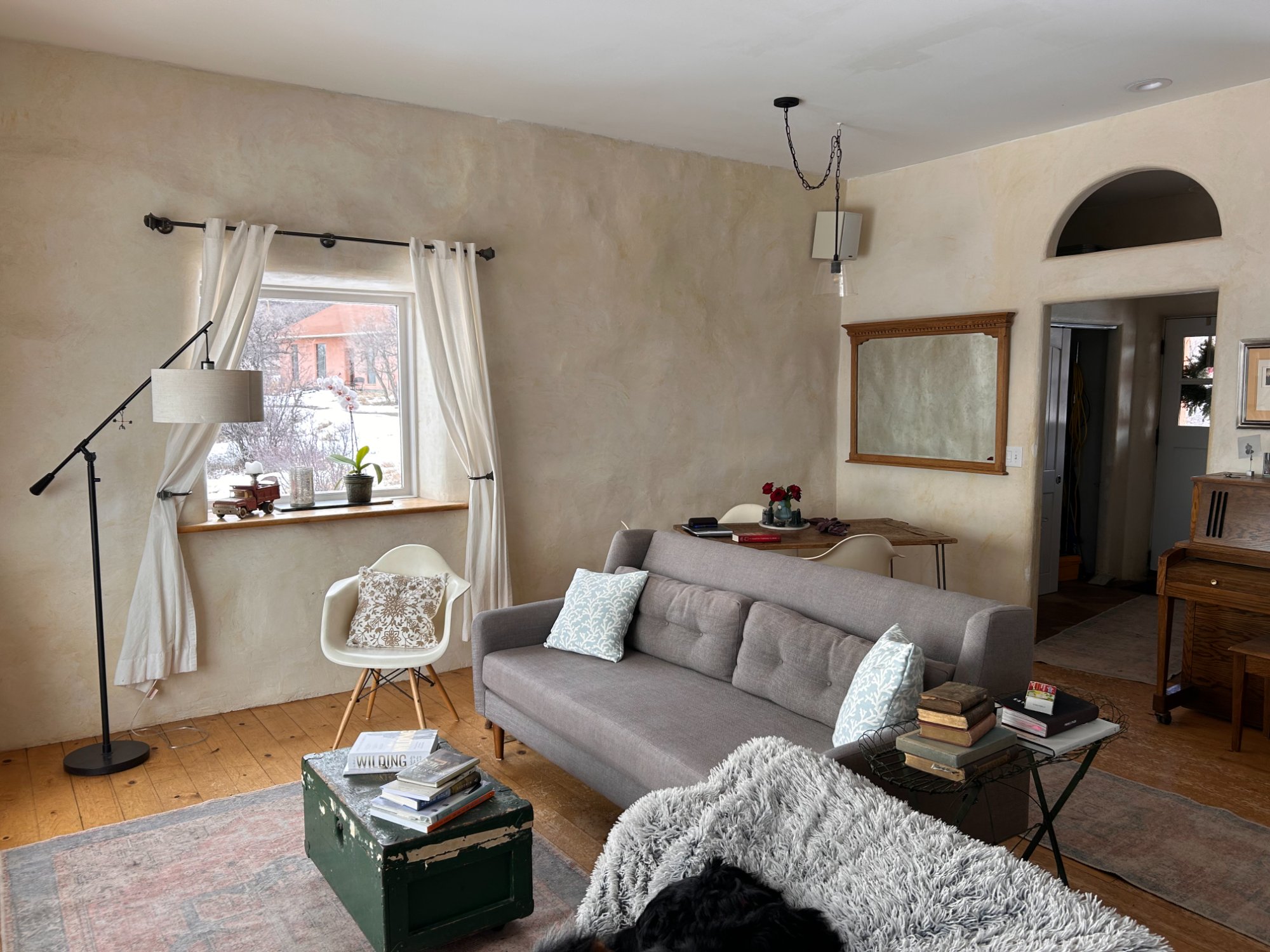 Living area straw bale walls